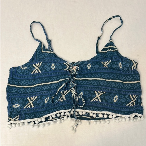 RAGA CROP TANK BLUE & WHITE BOHEMIAN SIZE LARGE - Picture 1 of 12